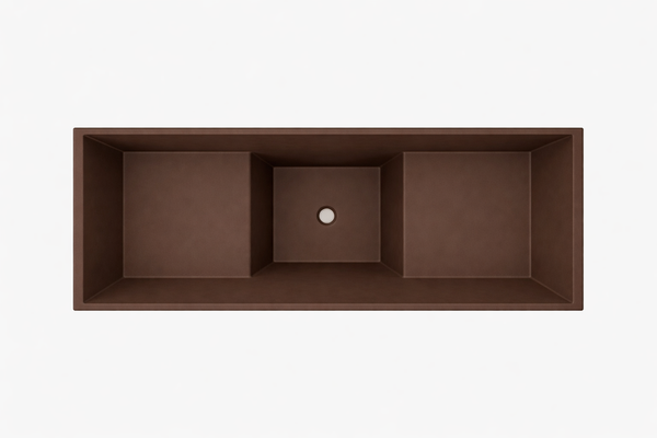 Omnitub 1500 x 700 seated soaking tub 1000mm depth - top-down view 2