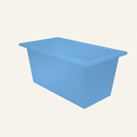 Omnitub 1350 x 750 handmade deep soaking tub 600mm depth in Cornflower Blue