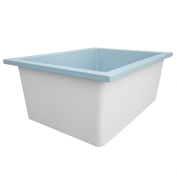 Omnitub Solo Plus 1250 x 1050 handmade UK deep soaking tub 600mm depth wide rectangular - top-down view 3