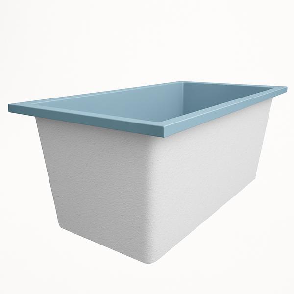 Omnitub 1500 x 800 handmade UK deep soaking tub 600mm depth rectangular - side angle 3