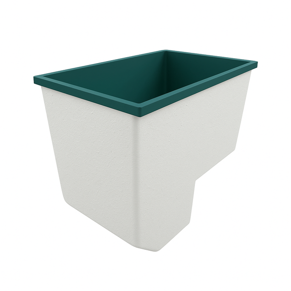 Omnitub 1100 x 700 handmade UK seated soaking tub 1000mm depth rectangular - side angle 3