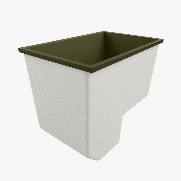 Omnitub 1100 x 700 handmade UK seated soaking tub 1000mm depth rectangular - interior detail 3