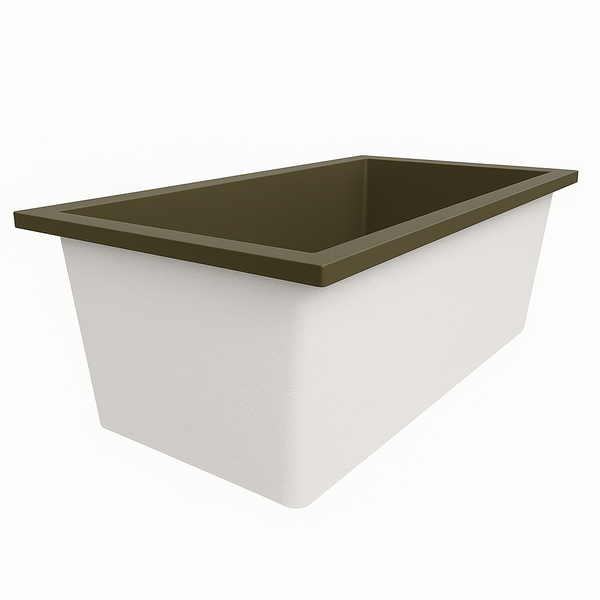 Omnitub Deluxe 1750 x 950 handmade UK deep soaking tub 600mm depth wide rectangular - colour detail 2