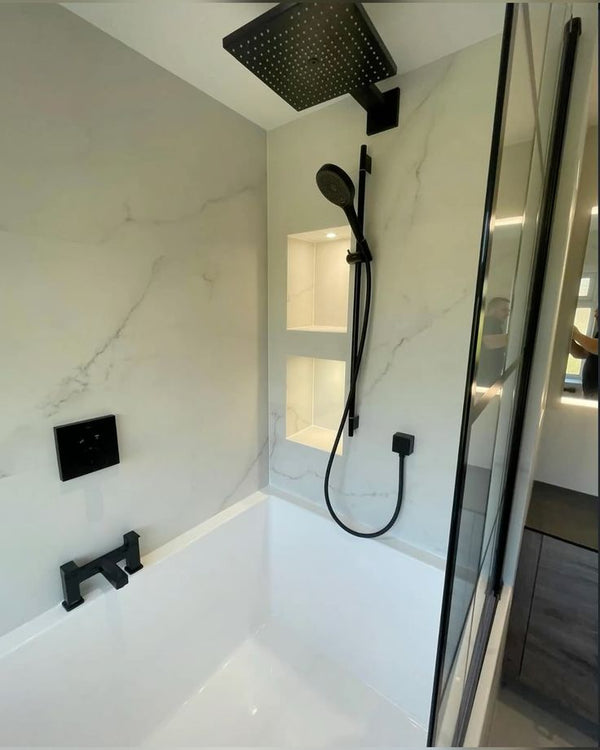 Omnitub Solo Plus 1250 x 1050 handmade UK deep soaking tub 600mm depth wide rectangular - side angle