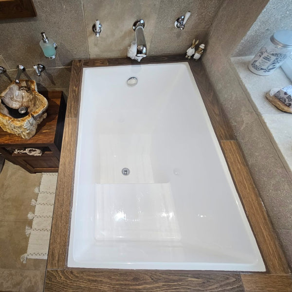 Omnitub 1100 x 700 handmade UK seated soaking tub 1000mm depth rectangular - bathroom installation
