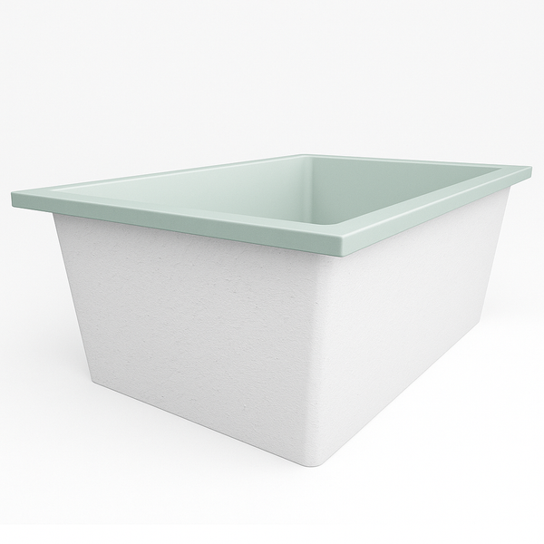 Omnitub Solo Plus 1250 x 1050 handmade UK deep soaking tub 600mm depth wide rectangular - top-down view 4