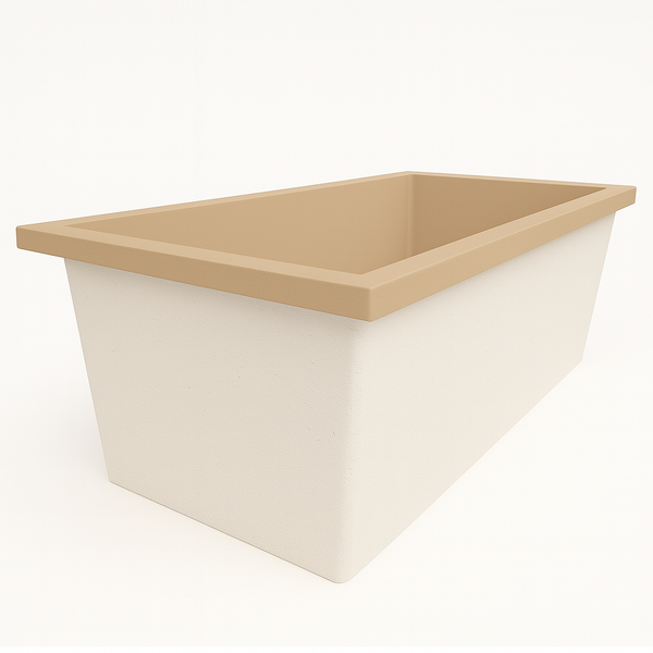 Omnitub Deluxe 1750 x 950 handmade UK deep soaking tub 600mm depth wide rectangular - styled setting 3