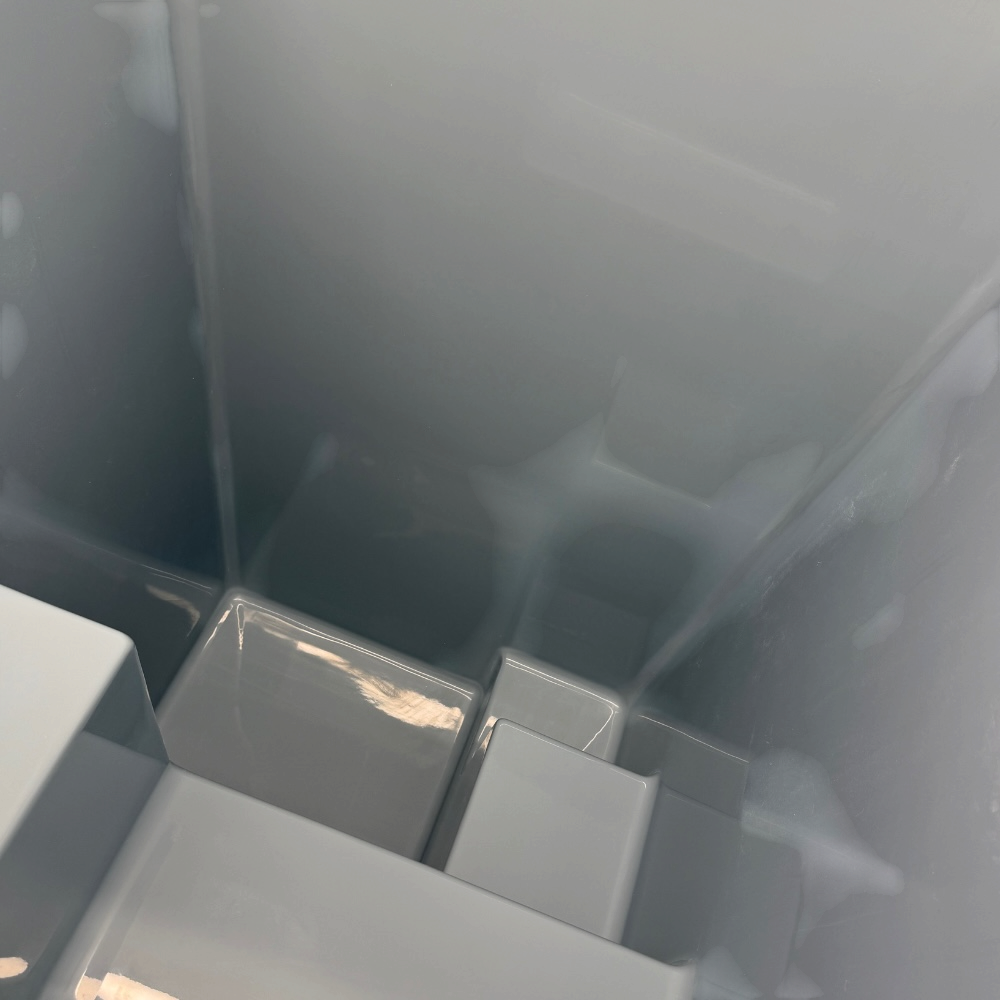 Omnitub 1000 x 1000 plunge tub 1500mm depth stepped square - installed in bathroom