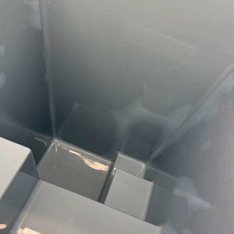 Omnitub 1000 x 1000 plunge tub 1500mm depth stepped square - installed in bathroom