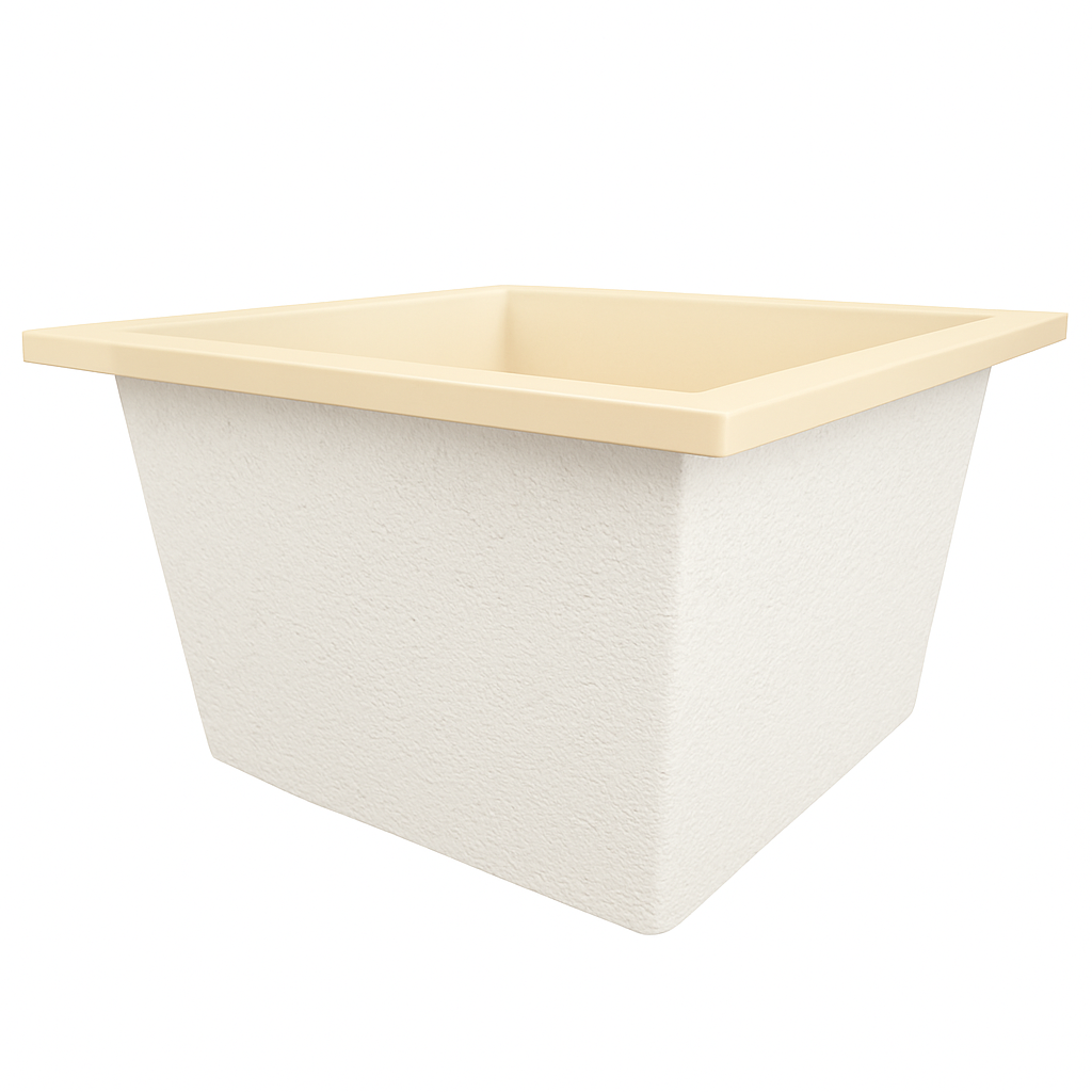 Deep Bathtub 1050 L x 1050 W x 600 Soaking Depth Handmade by Omnitub