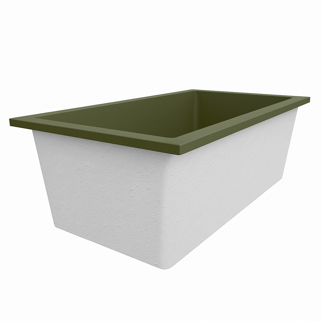 Deep Bathtub 1750 L x 950 W x 600 Soaking Depth Handmade by Omnitub