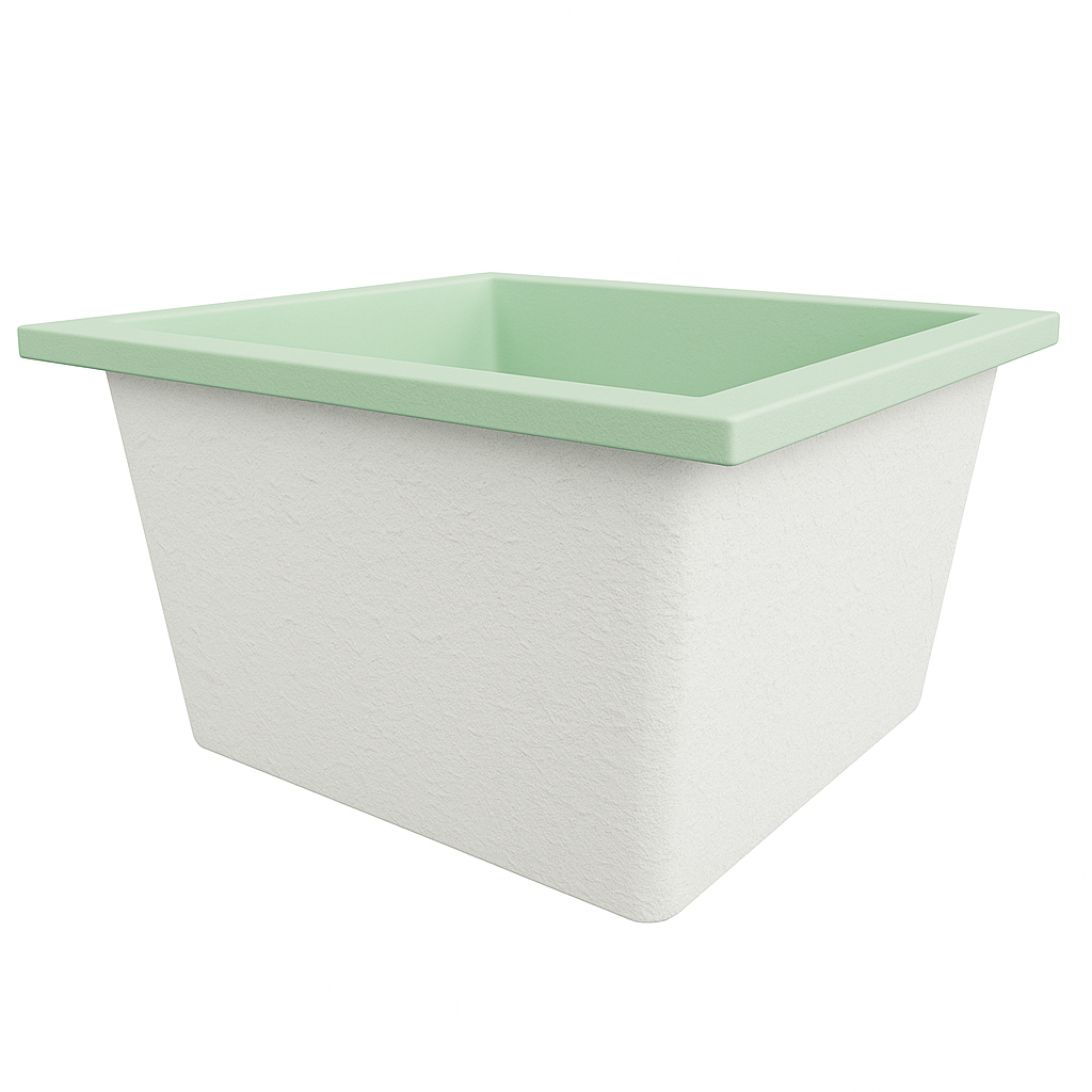 Deep Bathtub 1050 L x 1050 W x 600 Soaking Depth Handmade by Omnitub