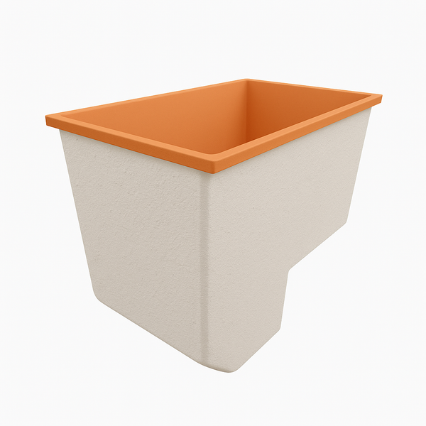 Omnitub 1100 x 600 UK seated soaking tub 1000mm depth rectangular - side angle 6