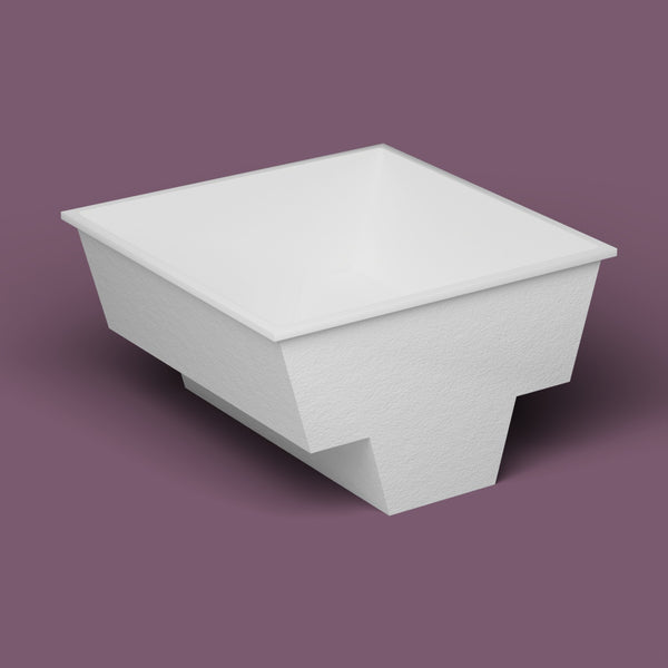 1800 × 1800 Multi-Person Deep Soaking Tub — 1000 mm Depth — Square — Omnitub — Exterior [render:ext3q:nofeet] [bg:aubergine]