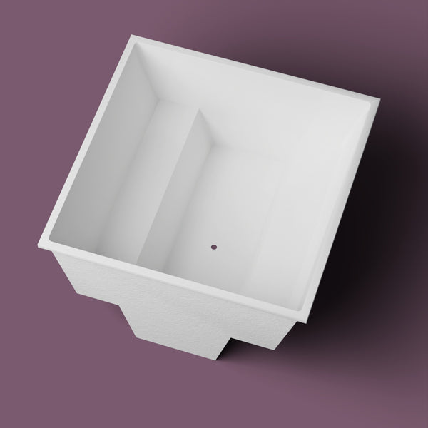 1800 × 1800 Multi-Person Deep Soaking Tub — 1000 mm Depth — Square — Omnitub — Interior [render:lookin:nofeet] [bg:aubergine]