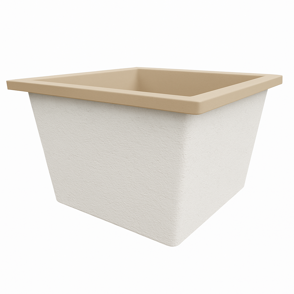 Deep Bathtub 1050 L x 1050 W x 600 Soaking Depth Handmade by Omnitub