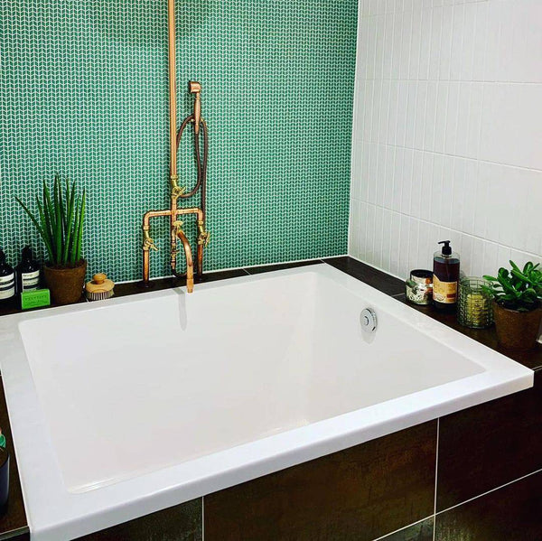 Omnitub Duo Square 1050 x 1050 deep soaking tub 600mm depth square - installed in bathroom 2