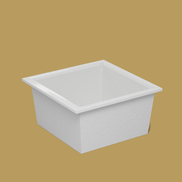 1200 x 1200 Deep Soaking Tub – 600mm Depth – Square – Omnitub — side three-quarter [render:ext3q:nofeet] [bg:brass]