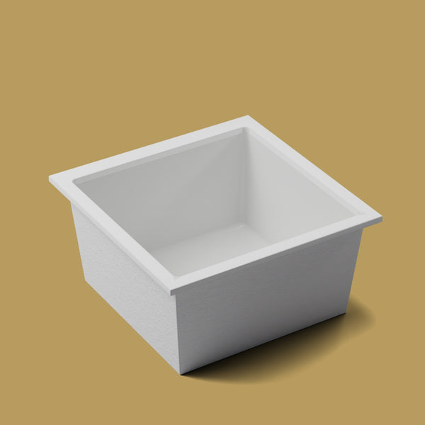 1200 x 1200 Deep Soaking Tub – 600mm Depth – Square – Omnitub — three-quarter [render:quarter:nofeet] [bg:brass]