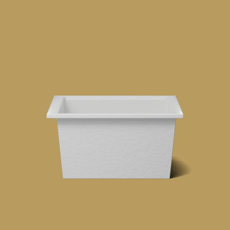 1200 x 1200 Deep Soaking Tub – 600mm Depth – Square – Omnitub — side elevation [render:sideon:nofeet] [bg:brass]