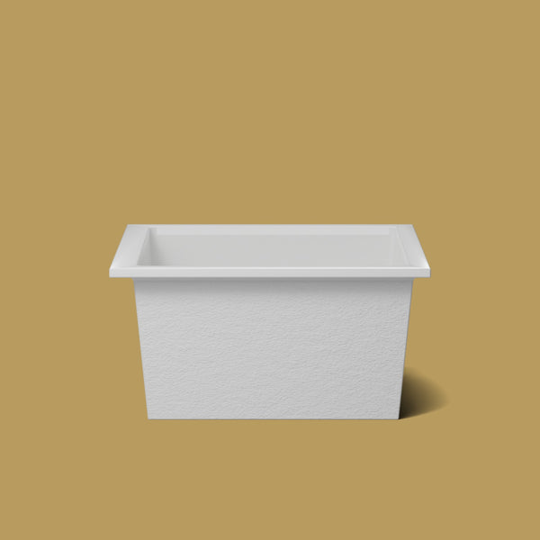 1200 x 1200 Deep Soaking Tub – 600mm Depth – Square – Omnitub — side elevation [render:sideon:nofeet] [bg:brass]