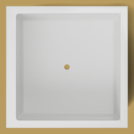 1200 x 1200 Deep Soaking Tub – 600mm Depth – Square – Omnitub — from above [render:topdown:nofeet] [bg:brass]