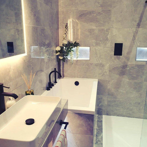Omnitub Solo Plus 1250 x 750 UK deep soaking tub 600mm depth rectangular - side angle 2