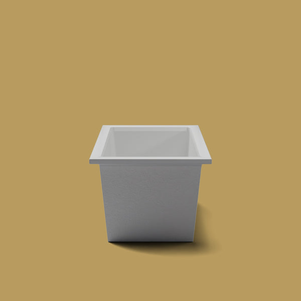 1400 x 800 Deep Soaking Tub – 600mm Depth – Rectangular – Omnitub — end elevation [render:endelev:nofeet] [bg:brass]