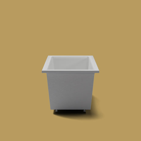 1400 x 800 Deep Soaking Tub – 600mm Depth – Rectangular – Omnitub — end elevation on the feet kit [render:endelev:feet] [bg:brass]