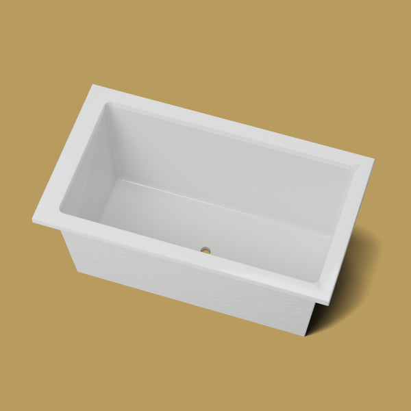 1400 x 800 Deep Soaking Tub – 600mm Depth – Rectangular – Omnitub — looking in [render:lookin:nofeet] [bg:brass]