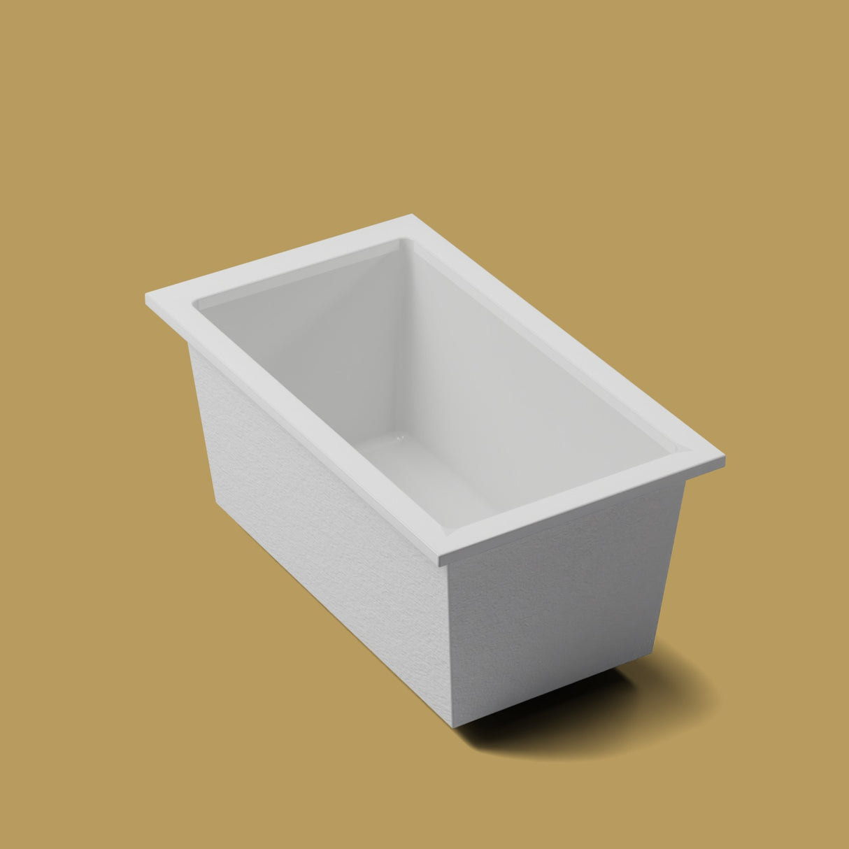 1400 x 800 Deep Soaking Tub – 600mm Depth – Rectangular – Omnitub — three-quarter on the feet kit [render:quarter:feet] [bg:brass]