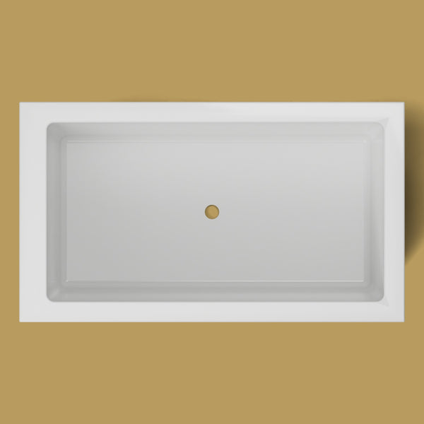 1400 x 800 Deep Soaking Tub – 600mm Depth – Rectangular – Omnitub — from above [render:topdown:nofeet] [bg:brass]
