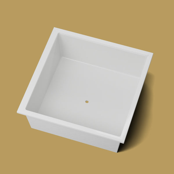 1600 x 1600 Deep Soaking Tub – 600mm Depth – Extra Large Square – Omnitub — looking in [render:lookin:nofeet] [bg:brass]