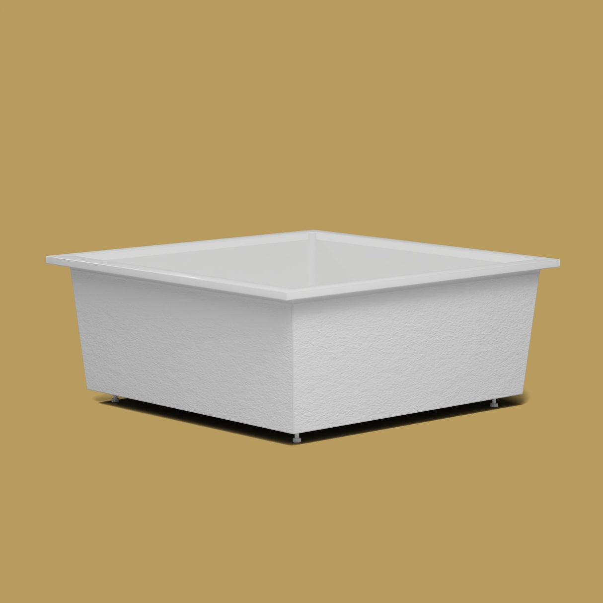 1600 x 1600 Deep Soaking Tub – 600mm Depth – Extra Large Square – Omnitub — low corner on the feet kit [render:lowcorner:feet] [bg:brass]