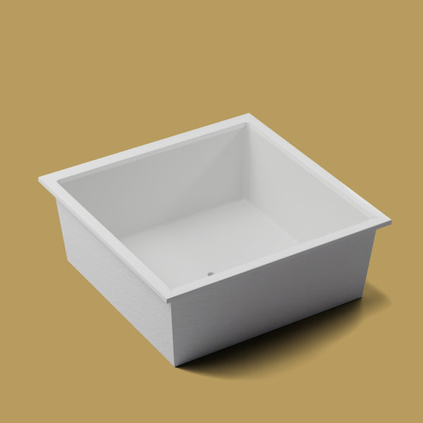 1600 x 1600 Deep Soaking Tub – 600mm Depth – Extra Large Square – Omnitub — three-quarter [render:quarter:nofeet] [bg:brass]