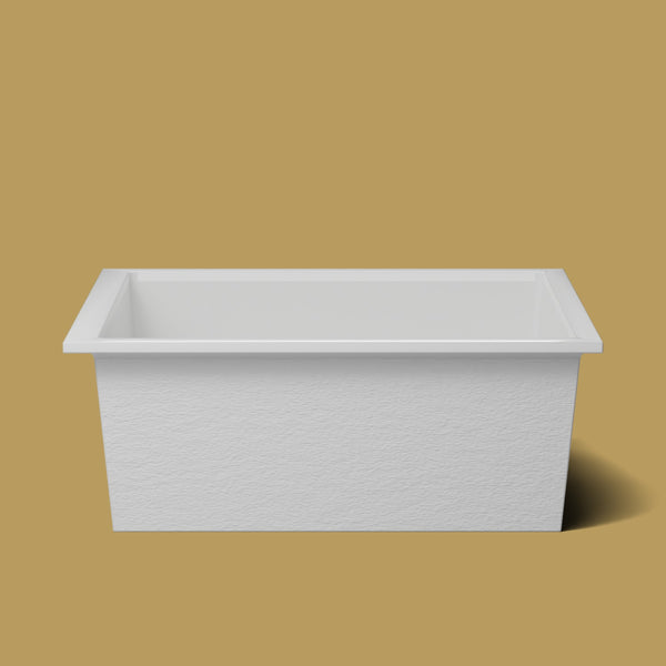 1600 x 1600 Deep Soaking Tub – 600mm Depth – Extra Large Square – Omnitub — side elevation [render:sideon:nofeet] [bg:brass]
