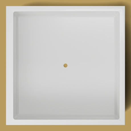1600 x 1600 Deep Soaking Tub – 600mm Depth – Extra Large Square – Omnitub — from above [render:topdown:nofeet] [bg:brass]