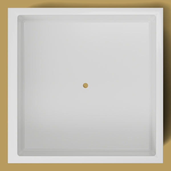 1600 x 1600 Deep Soaking Tub – 600mm Depth – Extra Large Square – Omnitub — from above [render:topdown:nofeet] [bg:brass]