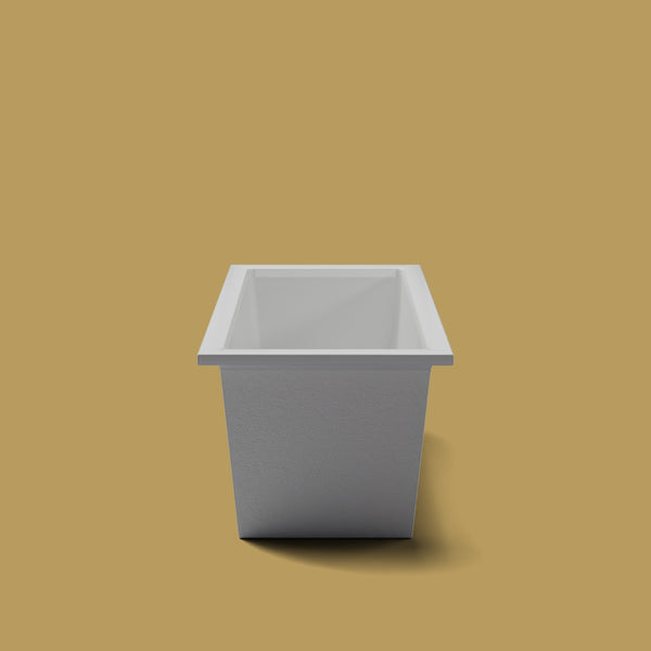 1700 x 750 Deep Soaking Tub – 600mm Depth – Rectangular – Omnitub — end elevation [render:endelev:nofeet] [bg:brass]