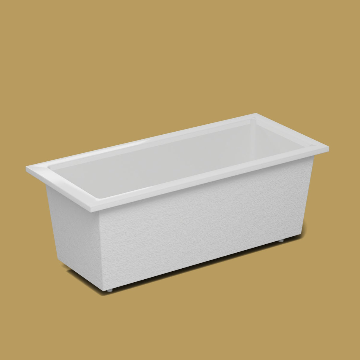 1700 x 750 Deep Soaking Tub – 600mm Depth – Rectangular – Omnitub — side three-quarter on the feet kit [render:ext3q:feet] [bg:brass]