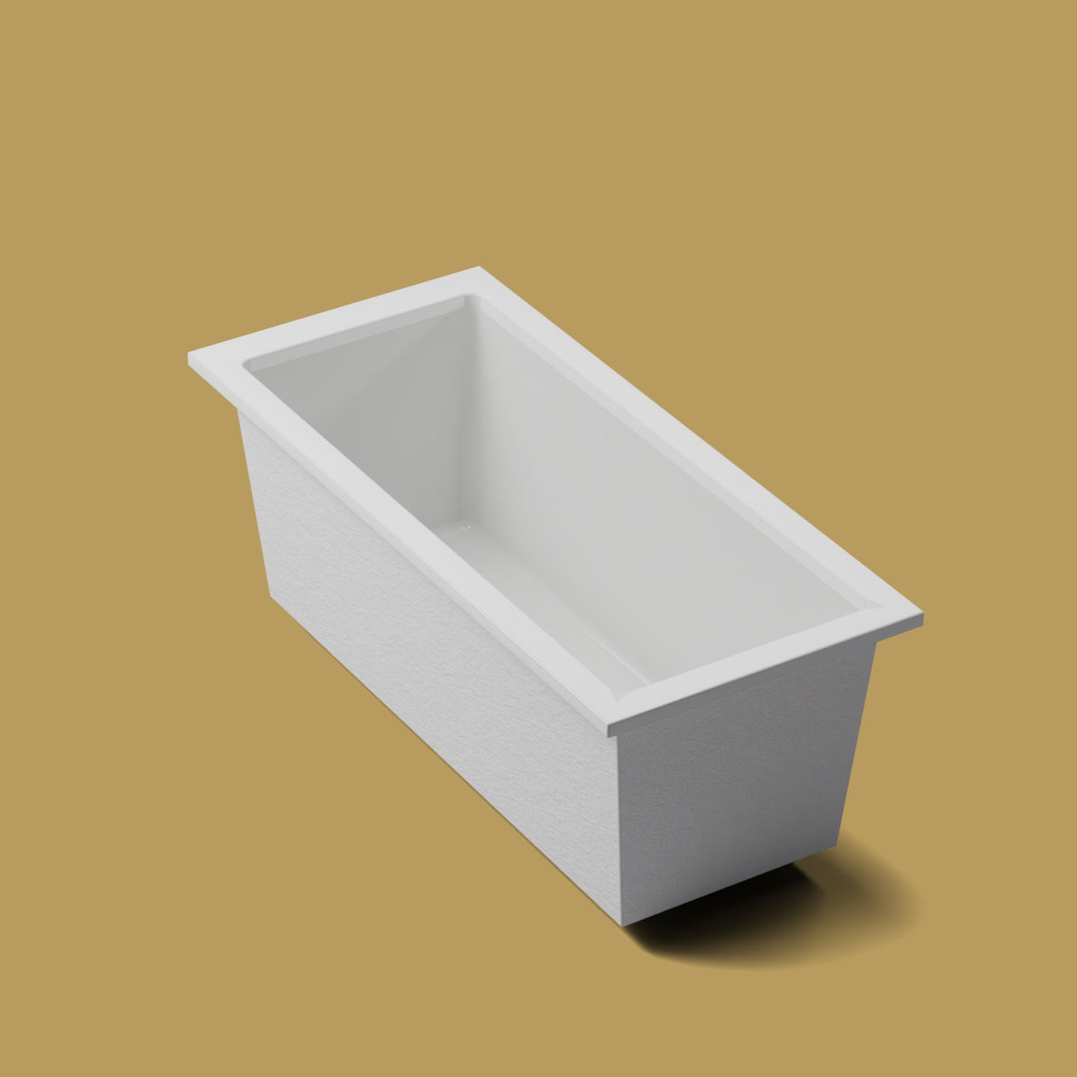 1700 x 750 Deep Soaking Tub – 600mm Depth – Rectangular – Omnitub — three-quarter on the feet kit [render:quarter:feet] [bg:brass]