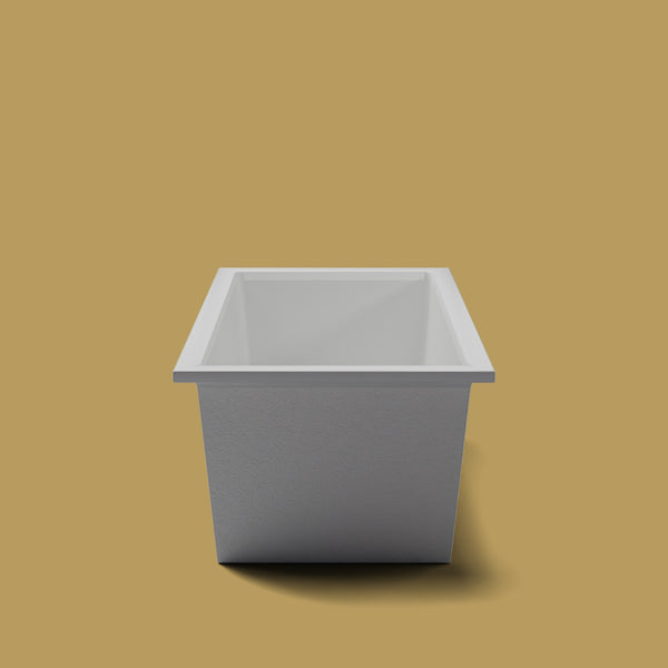 1900 x 900 Deep Soaking Tub – 600mm Depth – Rectangular – Omnitub — end elevation [render:endelev:nofeet] [bg:brass]