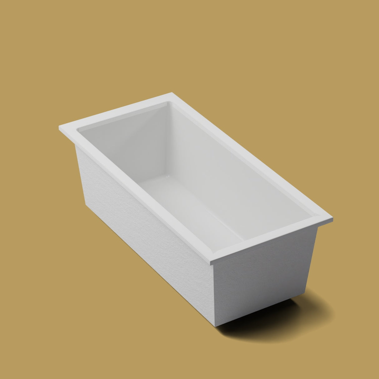 1900 x 900 Deep Soaking Tub – 600mm Depth – Rectangular – Omnitub — three-quarter on the feet kit [render:quarter:feet] [bg:brass]