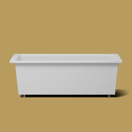 1900 x 900 Deep Soaking Tub – 600mm Depth – Rectangular – Omnitub — side elevation on the feet kit [render:sideon:feet] [bg:brass]