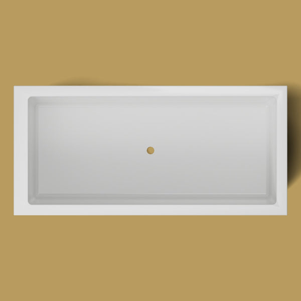 1900 x 900 Deep Soaking Tub – 600mm Depth – Rectangular – Omnitub — from above [render:topdown:nofeet] [bg:brass]