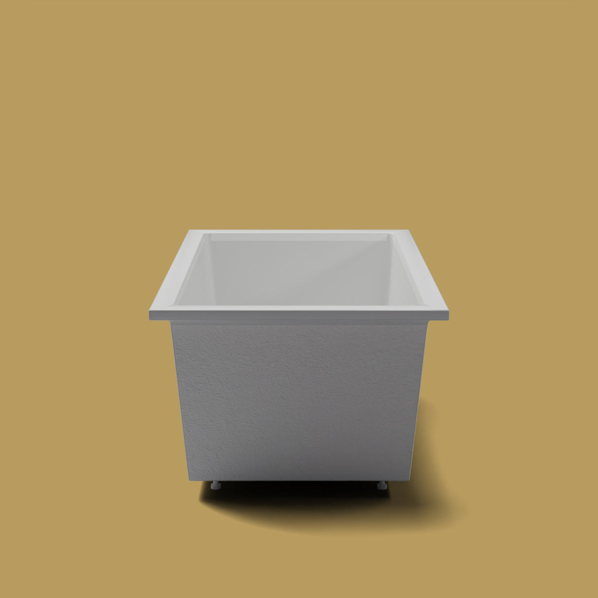 1750 x 950 Deep Soaking Tub – 600mm Depth – Wide Rectangular – Omnitub — end elevation on the feet kit [render:endelev:feet] [bg:brass]