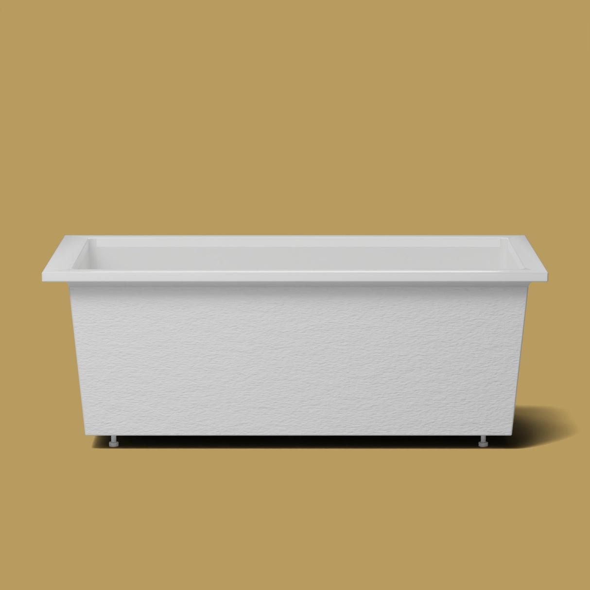 1750 x 950 Deep Soaking Tub – 600mm Depth – Wide Rectangular – Omnitub — side elevation on the feet kit [render:sideon:feet] [bg:brass]
