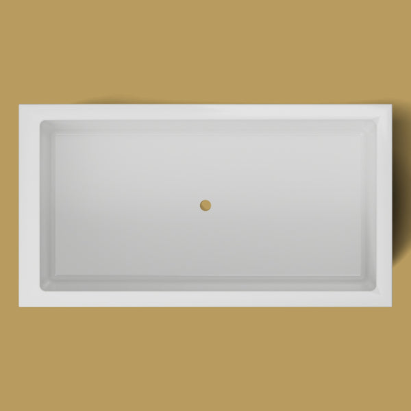 1750 x 950 Deep Soaking Tub – 600mm Depth – Wide Rectangular – Omnitub — from above [render:topdown:nofeet] [bg:brass]