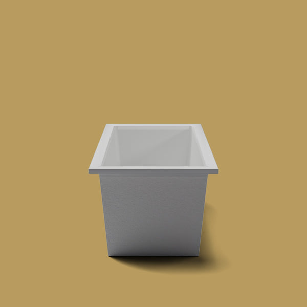 1800 x 800 Deep Soaking Tub – 600mm Depth – Rectangular – Omnitub — end elevation [render:endelev:nofeet] [bg:brass]