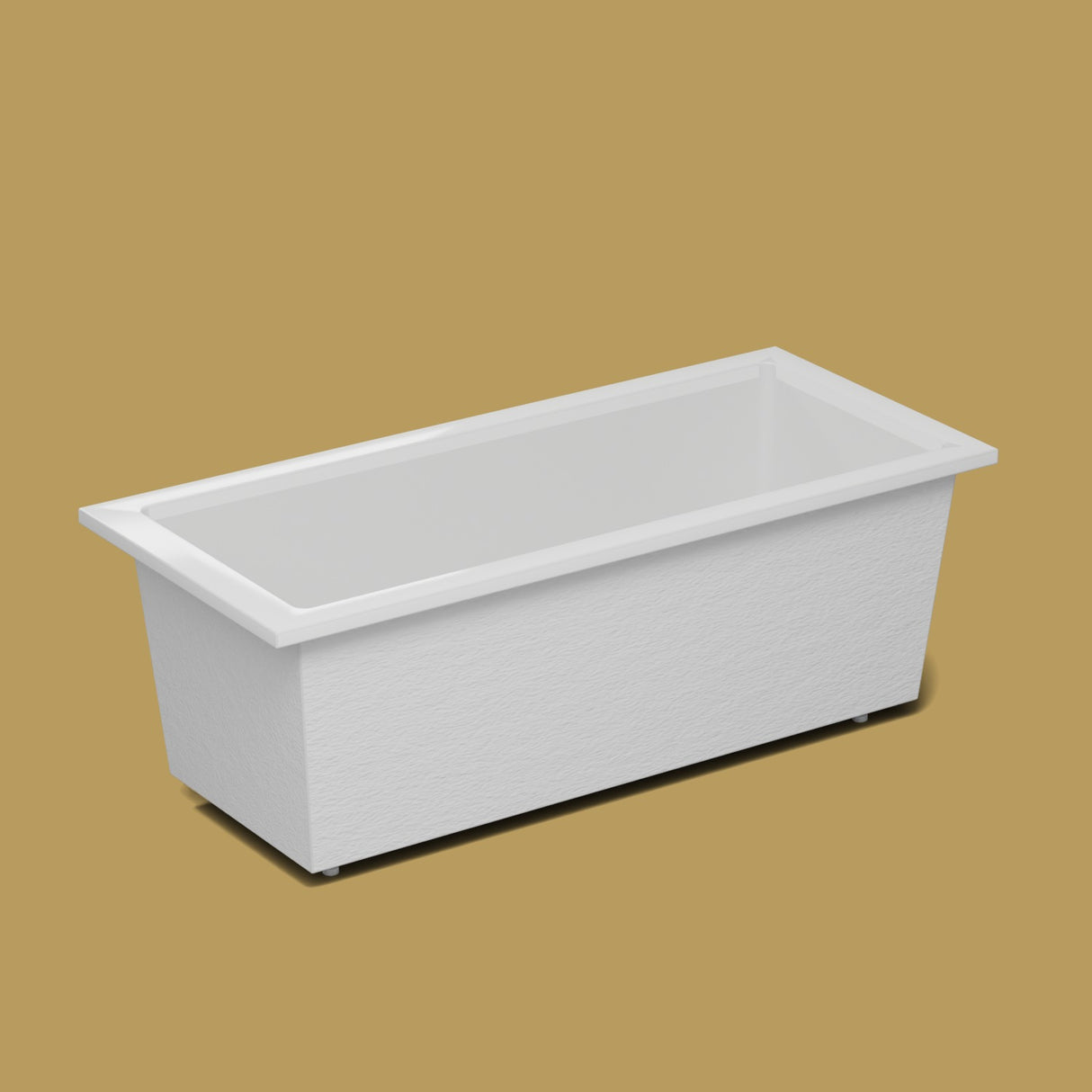 1800 x 800 Deep Soaking Tub – 600mm Depth – Rectangular – Omnitub — side three-quarter on the feet kit [render:ext3q:feet] [bg:brass]
